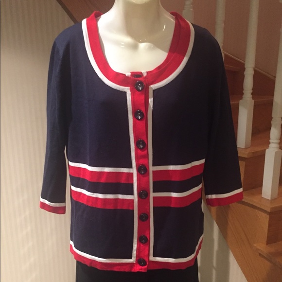 Leo Guy Navy with red and white stripes twin set - Picture 2 of 4